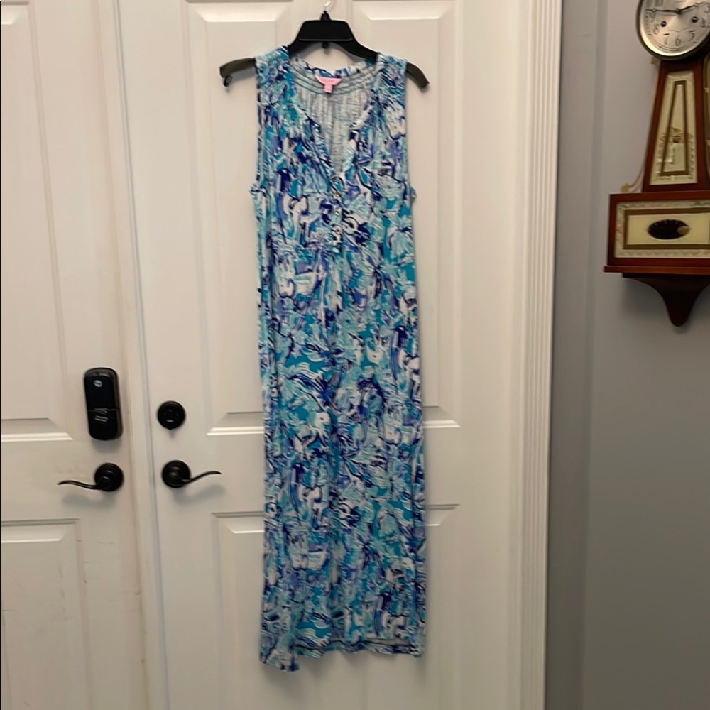 Lilly Pulitzer Blue and White Maxi Dress for Effortless Elegance